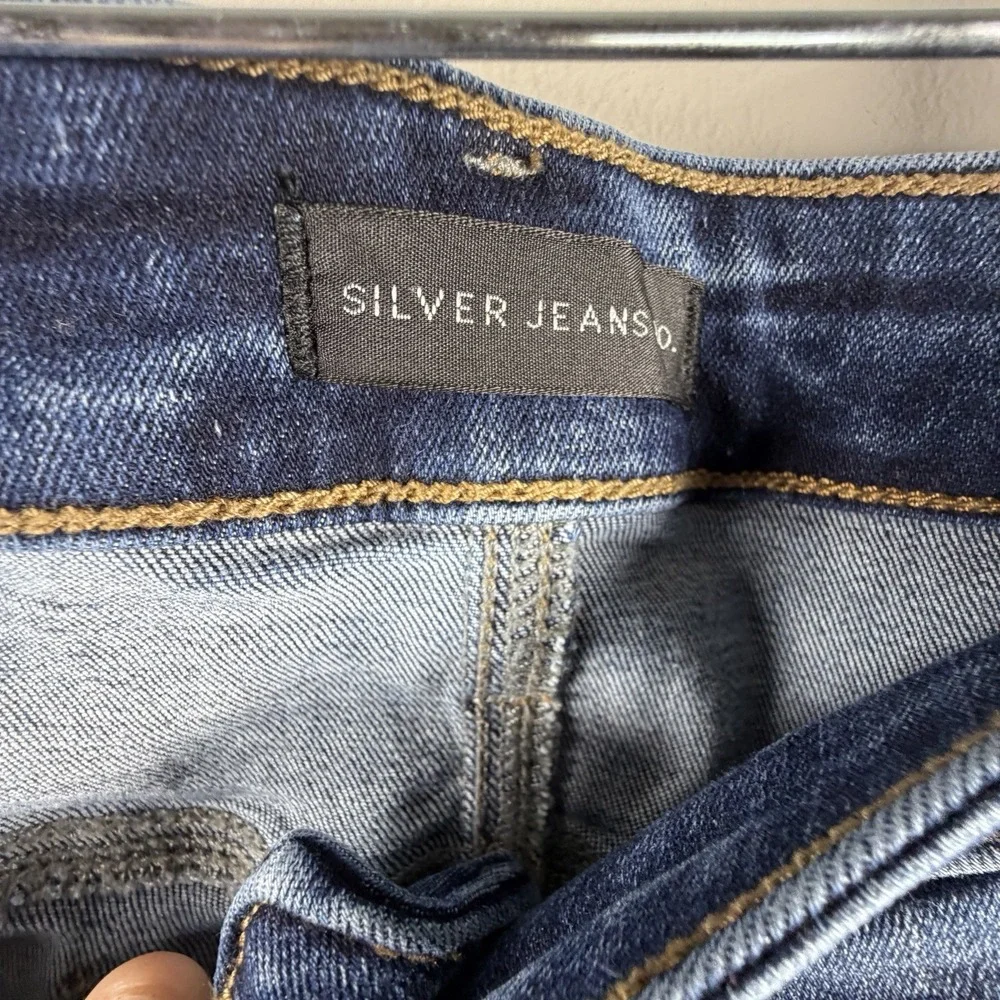 Silver Jeans Womens Plus 24 Blue Boyfriend‎ Stretch Medium Wash Denim Distressed